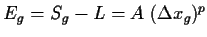 $E_g= S_g - L = A \; (\Delta x_g)^p$