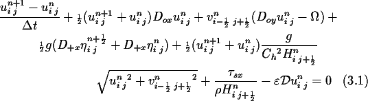 \begin{multline}\frac{u^{n+1}_{i\;j} - u^{n}_{i\;j}} {\Delta t} + {\scriptscript...
...ptstyle \frac{1}{2}}}}} - \varepsilon \mathcal{D} u^n_{i\;j} = 0
\end{multline}